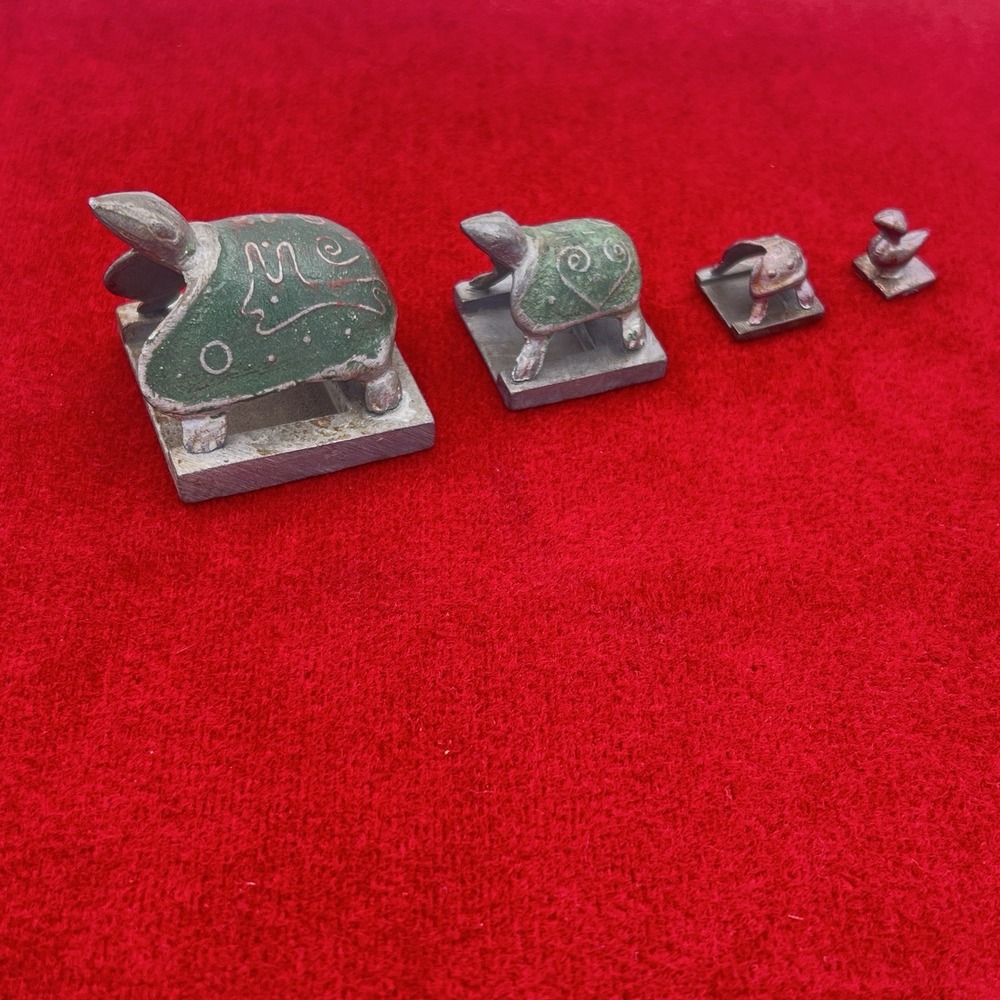 SET OF 4‎ VINTAGE RARE ANTIQUE OPIUM SCALE WEIGHTS Chinese 3 turtles  1 duck